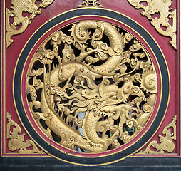 Image showing Wood Carved Chinese Dragon