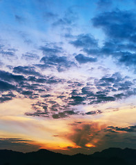 Image showing Sunset over the mountains, Thailand