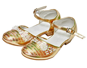 Image showing Golden shoes for girl