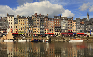 Image showing The colourful Honfleur harbour