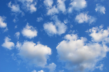 Image showing Blue sky and white clouds floating backdrop 
