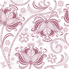 Image showing Burgundy seamless floral pattern