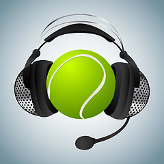 Image showing Tennis ball with headphones 