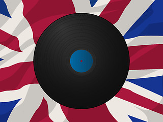 Image showing Vintage vinyl disk and Union Jack