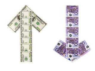 Image showing Dollars and euros