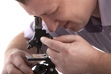 Image showing Man with a microscope