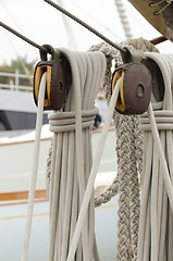 Image showing pulleys and ropes of sailing