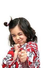 Image showing beautiful girl doing martial arts (focus on the face)