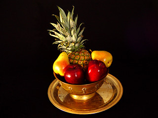 Image showing Pineapple Pears and Apples  in Black