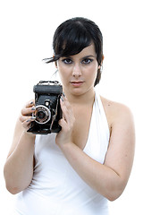 Image showing casual young woman photographer