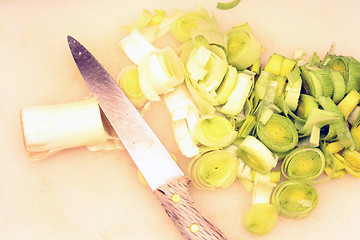 Image showing green french garlic cuted, food photo