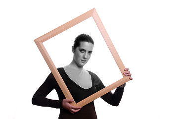 Image showing Portrait of a beautiful young woman with frame