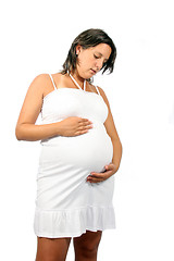 Image showing beautiful pregnant woman expecting a boy