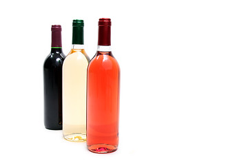 Image showing Red, rose and white wine, drink photo