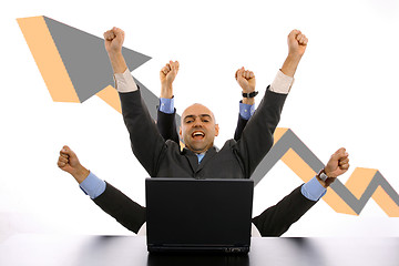 Image showing happy businessman (six arms)