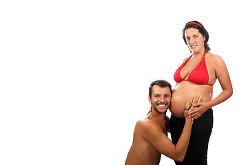 Image showing beautiful and happy & young pregnant couple 