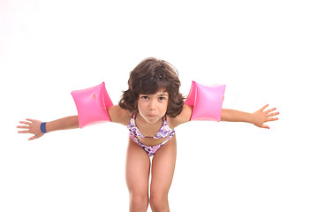 Image showing beautiful girl in bikini, child studio photo