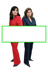 Image showing woman businessteam holding blank board