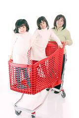 Image showing mother and daughter and the shopping cart