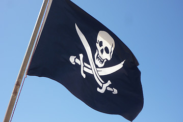 Image showing Flag of a Pirate skull and crossbones - Pirates Flag