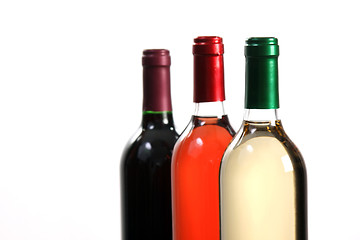 Image showing Red, rose and white wine, drink photo