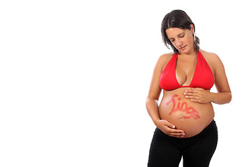 Image showing beautiful pregnant woman expecting a boy