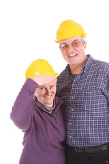 Image showing mature couple architects, studio photo