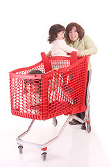 Image showing mother and daughter and the shopping cart