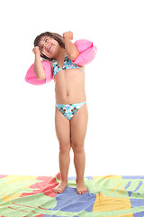 Image showing beautiful girl in bikini, child studio photo