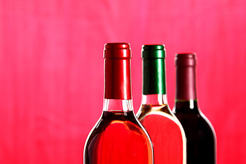 Image showing Red, rose and white wine, drink photo