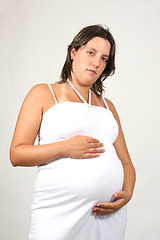 Image showing beautiful pregnant woman expecting a boy