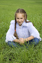 Image showing Girl on a green grass I