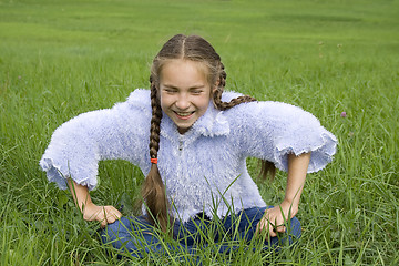 Image showing Girl on a green grass II