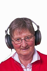 Image showing pensioner with headphones