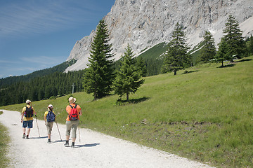 Image showing 3 Hikers on Mountain Path