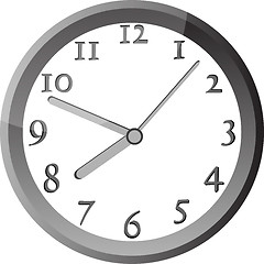 Image showing modern wall clock in silver color frame, isolated on white