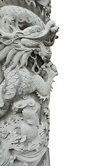 Image showing Chinese Dragon Stone Carving Column