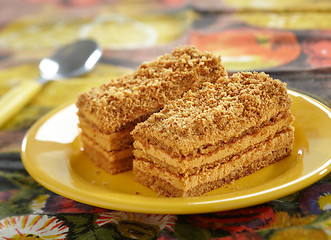 Image showing two slices of honey cake