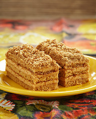 Image showing two slices of honey cake