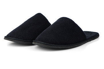 Image showing A pair of black slippers