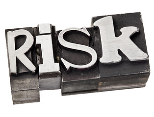Image showing risk word in metal type