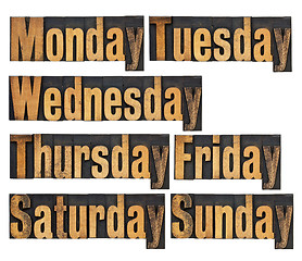 Image showing days of week in wood type