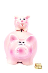 Image showing Extra money - Piggy Bank on a white background 