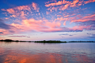 Image showing sunset over the river