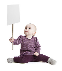 Image showing toddler holding sign