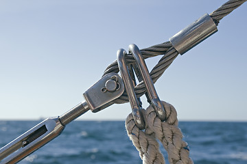 Image showing Detail of sailboat rigging