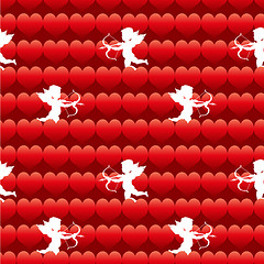 Image showing cupid with heart seamless background pattern