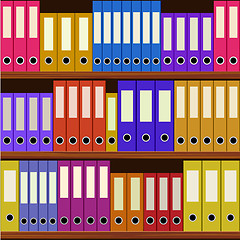 Image showing seamless shelfs with many-coloured folders