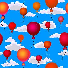 Image showing red balloons flying up in the sky seamless