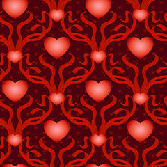 Image showing heart with ribbons seamless background